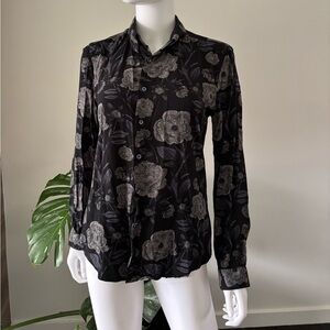 AZZARO PARIS Blouse Shirt Long Sleeve  FLORAL Women's Sz Small Slim Fit❤️